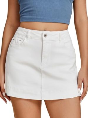 Jean Skorts for Woman Trendy High Waisted Stretchy Denim Skirt with Shorts Y2K Mini Skort Skirts Country Concert