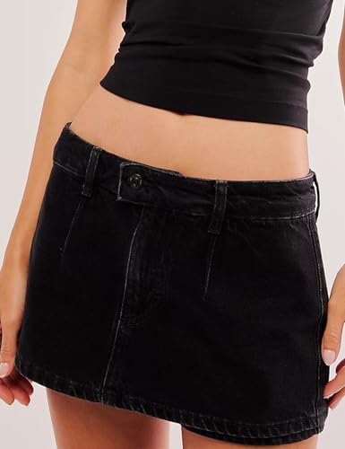 41EkuJylsxL.jpg Denim Skorts for Women Low Waist Stretchy Jean Mini Skirt Summer Casual Y2K Shorts