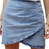 41F4RxWZ2kL.jpg Women's Tulip Hem Shirred Washed Casual Bodycon Short Jean Denim Skirt