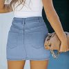 Skorts Skirts for Women Denim Mini Skirt Side Slit with High Waisted Jean Shorts Stretchy
