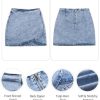 41GT3WEZyeL.jpg Women's Tulip Hem Shirred Washed Casual Bodycon Short Jean Denim Skirt