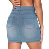 Women's High Waisted Mini Denim Skirts with Pockets Stretch Skinny Jean Bodycon Skirts