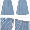 Denim Skirts for Women Trendy A Line Long Maxi Pull On Elastic Waist Drawstring Stretchy Jean Skirt with Pockets