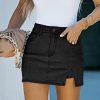 Skorts Skirts for Women Denim Mini Skirt Side Slit with High Waisted Jean Shorts Stretchy