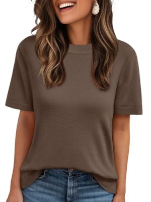 Spring Sweater Short Sleeve Shirts for Women Work Tops Business Casual Summer Dressy Outfits Professional Clothes