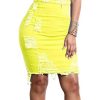 Women's Stretchy High Waist Butt-Lifting Bodycon Ripped Denim Pencil Skirt