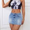Women's Low Rise Stretchy Denim Skirts Sexy Comfy Mini Jean Skirt for Summer Casual Streetwear