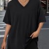 41KcjoXQHuL.jpg Oversized Tshirts for Women Workout Plus Size Tops V Neck Short Sleeve Gym Shirts Casual Loose Fit Basic Tees