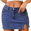 Jean Skirts for Women Stretchy Mini Skirt Side Slit with High Waisted Summer Casual Denim Skirt 2025 Trendy