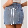 41LHI9hHzL.jpg Women's Denim Skirt High Waist Bow Pocket Bodycon Y2K Mini Jean Skirts