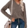 V Neck Long Sleeve Shirts for Women Casual Fall Tops Lightweight Tunic Sweaters Fashion Clothes 2025