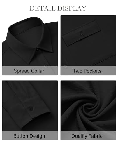 41LxrsC7HL.jpg Women's Button Down Blouse Long Sleeve Dress Shirts for Work Office Business Casual Chiffon Tops