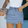 Skorts Skirts for Women Denim Mini Skirt Side Slit with High Waisted Jean Shorts Stretchy
