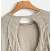 2024 Open Back Tops for Women Criss Cross Cut Out Tee Backless Casual Short Sleeve Round Neck T Shirt