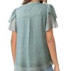 Womens Dressy Chiffon Blouses Summer Puff Petal Short Sleeve Shirts V Neck Casual Work Tops