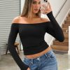 Womens Long Sleeve Off The Shoulder Tops Going Out Cute Basic Y2K Fall Fashion 2025 Outfits Clothes