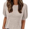 Womens 2025 Summer Sweater Top Short Sleeve Blouses Dressy Casual Shirts Business Tops Cute Vacation Tunic