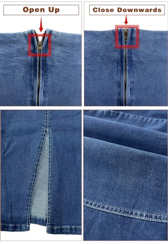 Women??s Denim Pencil Skirt High Waisted Knee Length Side Split Hem Stretch Jean Skirts for Women