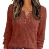 Long Sleeve Henley Shirts Women's Business Casual Lightweight Tunic Sweater Tops
