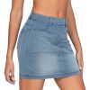 Women's High Waisted Mini Denim Skirts with Pockets Stretch Skinny Jean Bodycon Skirts