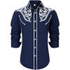 Western Shirts for Men Cowboy Shirts Long Sleeve Embroidered Country Shirt Slim Fit Button Down Shirt Casual Work