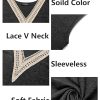 Women's Casual Cap Sleeve Lace Trim V Neck Tops 2025 Summer Loose Tee Shirts Blouse