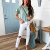 Women's Short Sleeve Casual T Shirts Summer Ruffle Plain Round Neck Loose Fit Tee Blouse Tops