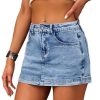Denim Skort for Women High Waist Mini Denim Skirt Casual Stretch Women Jean Skirt with Pockets