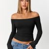 Womens Long Sleeve Off The Shoulder Tops Going Out Cute Basic Y2K Fall Fashion 2025 Outfits Clothes