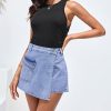 Denim Skorts for Woman Cargo Faux Wrap Jean Skort Skirts Stretchy High Waisted Skirt Shorts Country Concert Wear