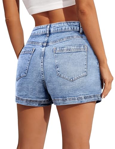 Denim Skort for Women High Waist Mini Denim Skirt Casual Stretch Women Jean Skirt with Pockets