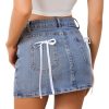 41VEfZzDHkL.jpg Women's Denim Skirt High Waist Bow Pocket Bodycon Y2K Mini Jean Skirts