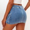 41WCopX5eyL.jpg High Stretchy Cargo Skirt for Women, Low Waist Y2k Mini Skirt Cute Denim Skirt with Pockets
