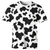 Casual Cow Print T-Shirt Short Sleeve Fun Cow Graphic T-Shirts for Men Women