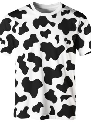 Casual Cow Print T-Shirt Short Sleeve Fun Cow Graphic T-Shirts for Men Women