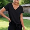 3 Pack Women's T Shirts Short Sleeve Basic Tees, 2025 Spring Summer Clothing V Neck Casual Tops Trendy Outfits