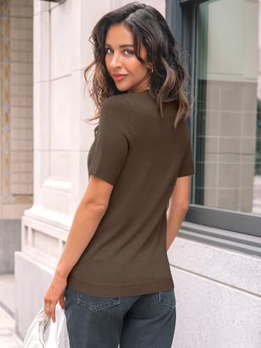 Spring Sweater Short Sleeve Shirts for Women Work Tops Business Casual Summer Dressy Outfits Professional Clothes