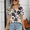 Womens Polo Shirts Dressy V Neck Business Casual Tops Lapel Collar Short Sleeve Summer Shirts Loose Fit Work Blouses