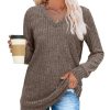 V Neck Long Sleeve Shirts for Women Casual Fall Tops Lightweight Tunic Sweaters Fashion Clothes 2025