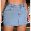 Women's Plus Size High Waisted Denim Mini Skirt Bodycon Jean Skirts with Pockets
