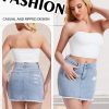 Casual Jean Skirts for Women Denim Mini Skirt Ripped Mid Waist Jean Skirt Frayed Raw Hem Denim Skirts