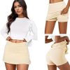 41c1DUtJ4PL.jpg Womens Mini Skorts Sexy Mid-Waisted Pencil Bodycon Short Skirts with Side Split 2025