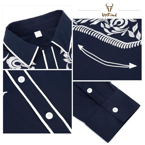 Western Shirts for Men Cowboy Shirts Long Sleeve Embroidered Country Shirt Slim Fit Button Down Shirt Casual Work