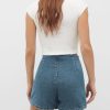 Womens Denim Skorts High Waisted Casual Summer Asymmetrical Hem Stretchy Criss Cross Jean Skirt Shorts