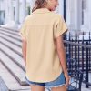 Short Sleeve Summer Tops for Women Casual Button Down Shirts Solid/Striped Business Work Blouses