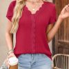 Blouses for Women Dressy Casual Petal Short Sleeve Business Work Tops Ladies Lace V Neck Summer Trendy Shirts