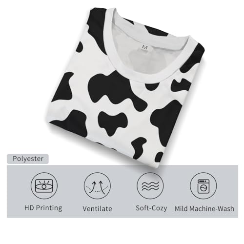 Casual Cow Print T-Shirt Short Sleeve Fun Cow Graphic T-Shirts for Men Women