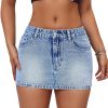 Women's Low Rise Stretchy Denim Skirts Sexy Comfy Mini Jean Skirt for Summer Casual Streetwear