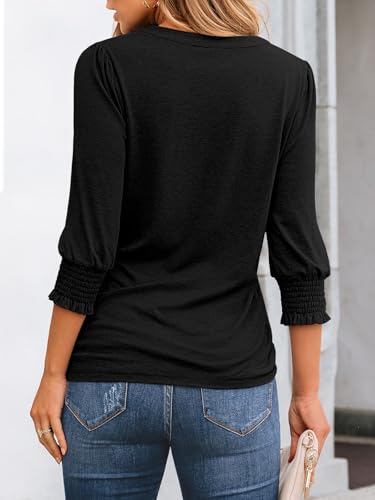 41gqe1inFzL.jpg Womens 3/4 Length Sleeve Tops Fall Outfits Shirts Dressy Work Blouses Business Casual Fashion Spring Trendy Clothes