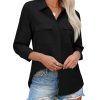 Women's Button Down Blouse Long Sleeve Dress Shirts for Work Office Business Casual Chiffon Tops